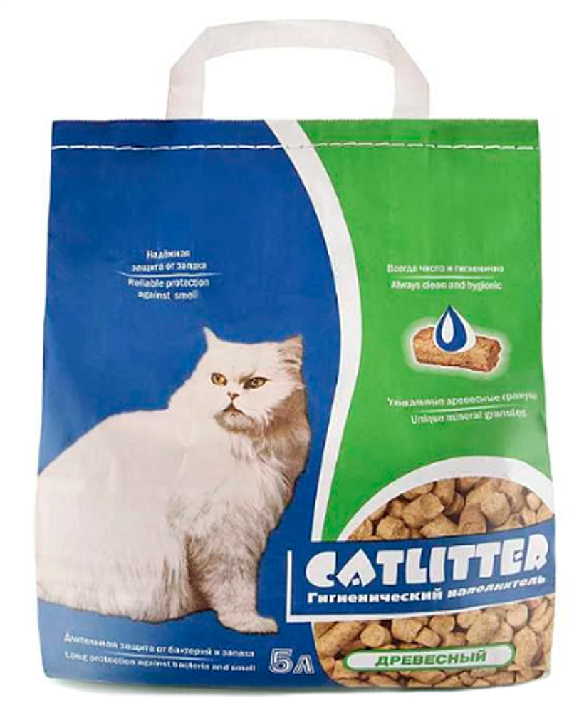 Наполнитель CATLITTER ДРЕВЕСНЫЙ - 12 кг (20 л) фирм. уп. (древесные гранулы 8-10 мм)