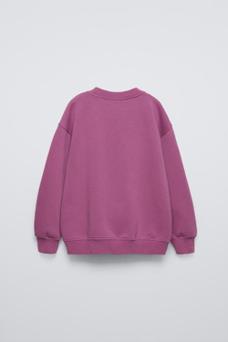 ZARA ТОЛСТОВКА С НАДПИСЬЮ, ЛИЛОВЫЙ