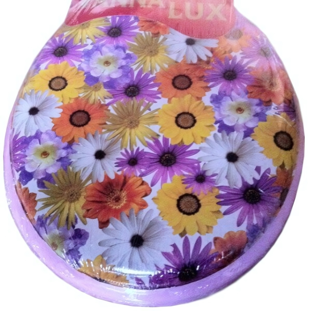 Мягкая крышка-сиденье для унитаза "VANNA LUX" цвет сиреневый, рисунок в ассортименте