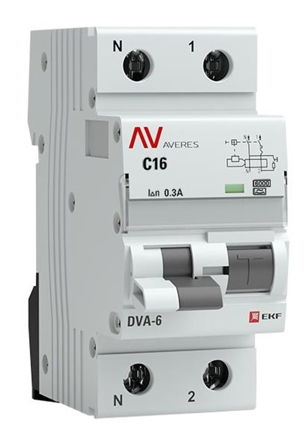 Автомат дифференциальный EKF rcbo6-1pn-16C-300-a-av