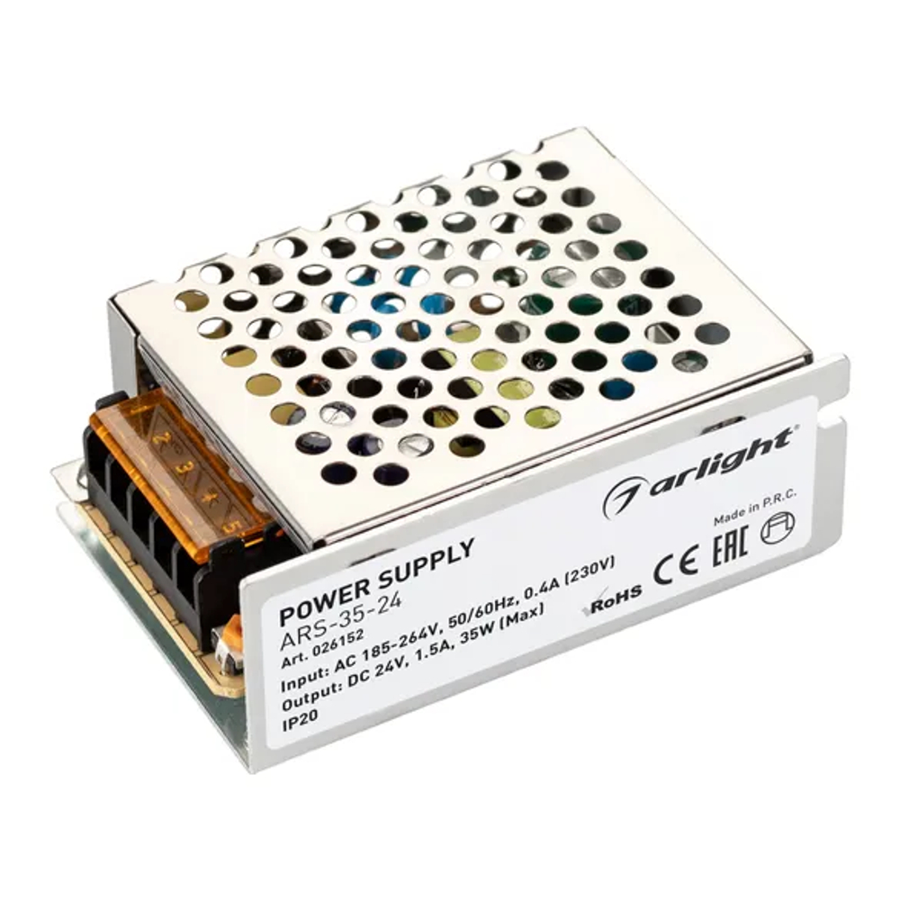 Блок питания ARS-35-24 (24V, 1.5A, 35W) (Arlight, IP20 Сетка, 2 года) 026152