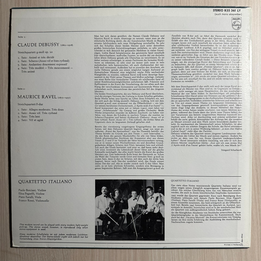 Дебюсси - Струнный квартет соль минор, Струнный квартет фа мажор (Голландия)