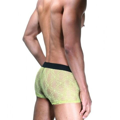 Черно-лаймовые трусы-боксеры из кружева (Размер: L-XL) (Цвет: черный с лаймовым)