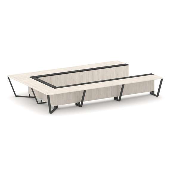 Steel Meet Стол переговорный П-образный KMK-PR.B.SP-15P Денвер Светлый/Графит Глянец/Металл Антрацит