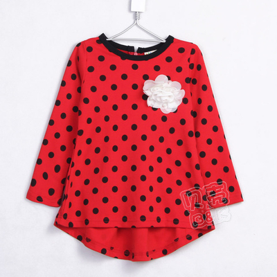 Платье детское с принтом в горох и сборкой от талии сзади