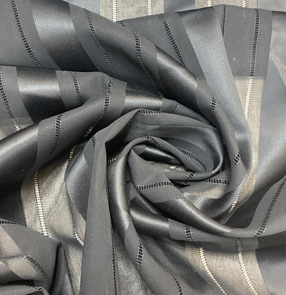 Ткань блузочная полупрозрачная черная (Италия)80% хлопок 20% шелк ш-115см цена за 1 м