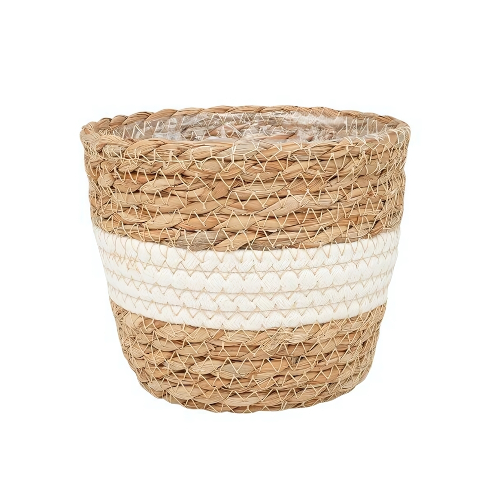 Кашпо плетеное "Танзания", 2,5л внешний размер Д190 Ш190 В160, натуральный, белый