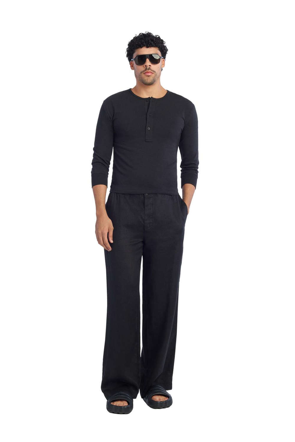 ZARA X BENITO ANTONIO ФУТБОЛКА С ПУГОВИЦАМИ, ЧЕРНЫЙ
