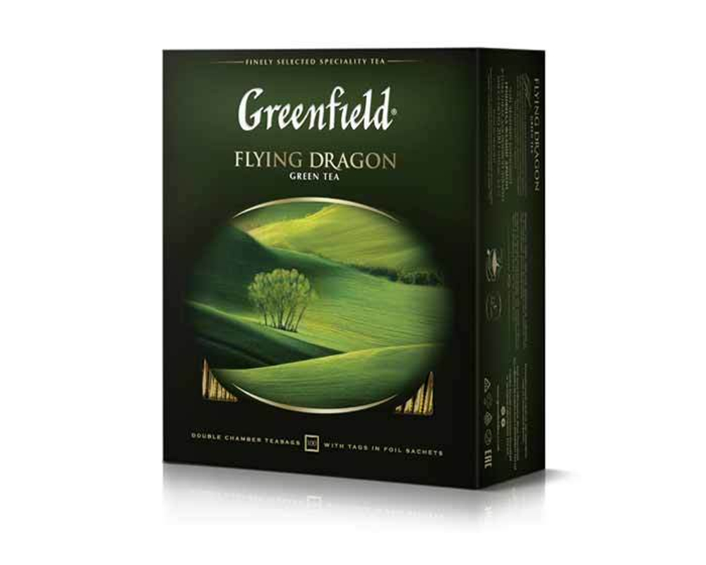 Чай зеленый в пакетиках из фольги Greenfield Flying Dragon, 100 пак/уп