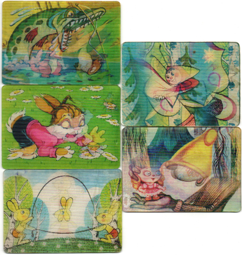 № 90 Набор из 5 переливных (стерео) Календариков . Мультфильмы СССР 1984 год.