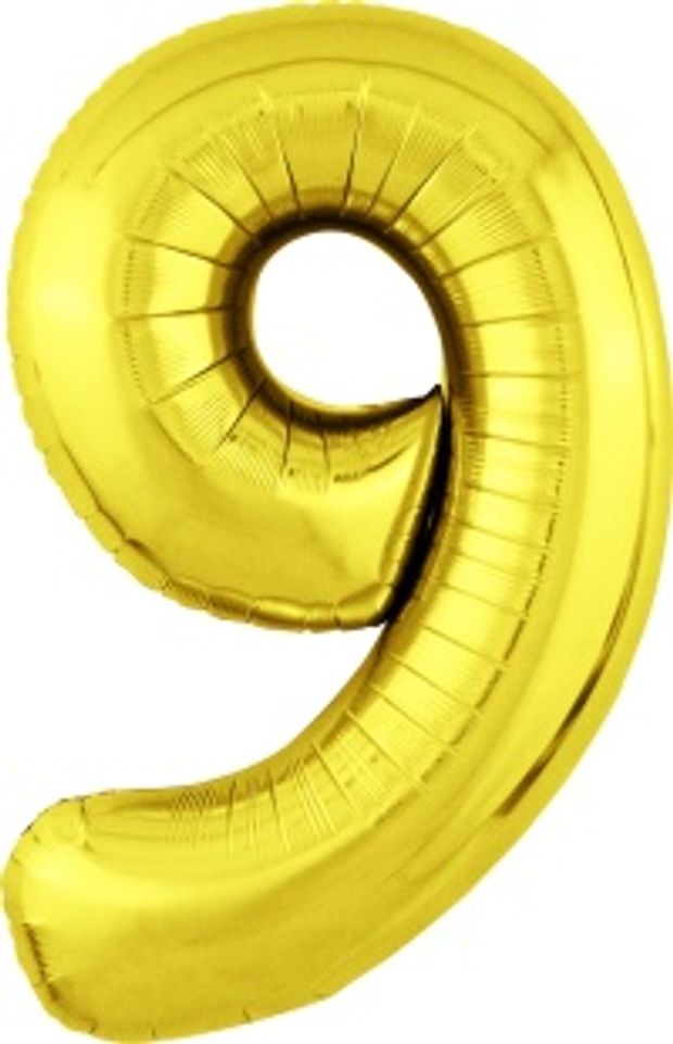 Agura Шар 40" / 102 см "Цифра 9" Золото Slim (БГ-60)