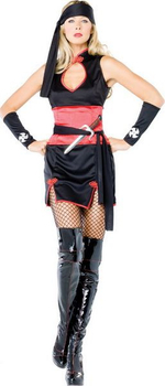 Костюм мастера ниндзя (Размер: M-L) (Цвет: черный с красным)