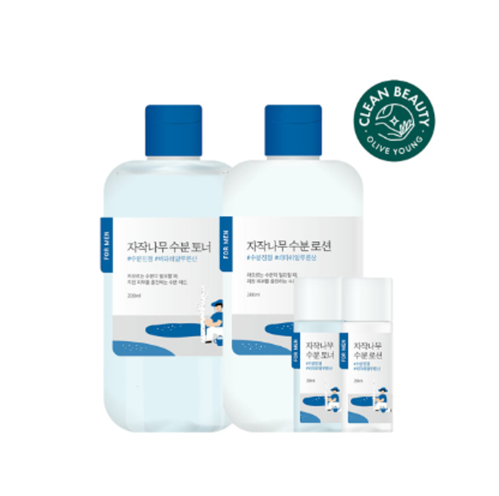 ROUND LAB  Увлажняющий мужской набор с берёзовым соком (тонер + лосьон) For Man Birch Juice Moisturizing Toner & Lotion Set 4 предмета