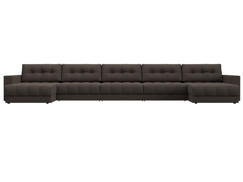 Диван П-образный с декором Лига-049 НПБ Мегалонг, Амур 05 РОГОЖКА коричневый