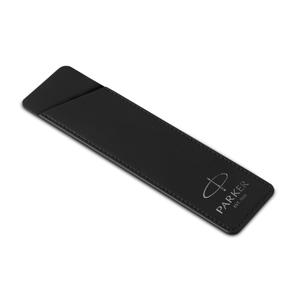 Чехол Parker из натуральной кожи, цвет матово-черный с серебряным тиснением