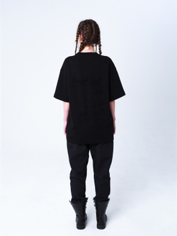 Футболка с принтом "Кот Баюн". Черная