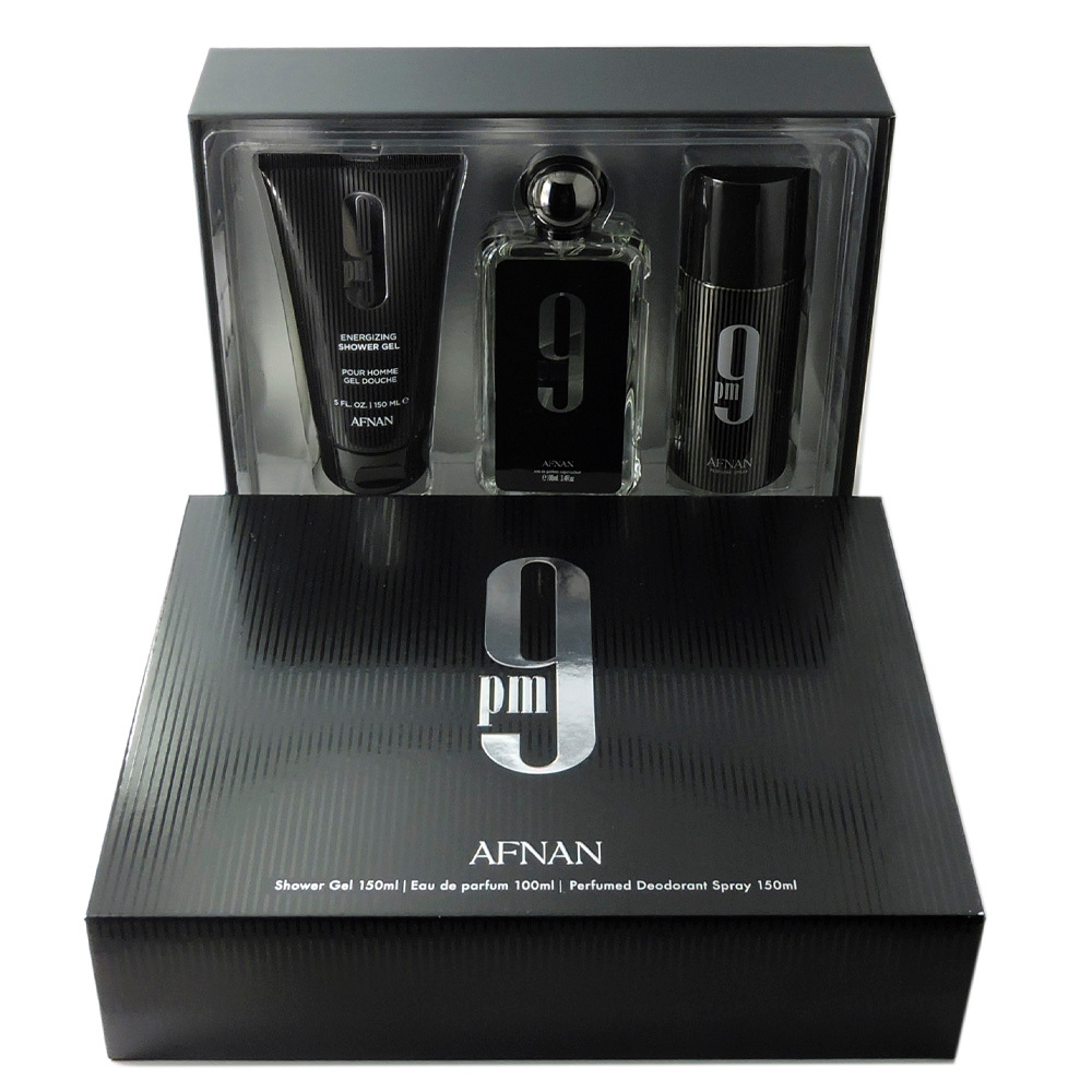 Afnan 9PM набор (edp 100 + sh/g 150 + deo 150) — парфюмерный подарочный набор для мужчин.
