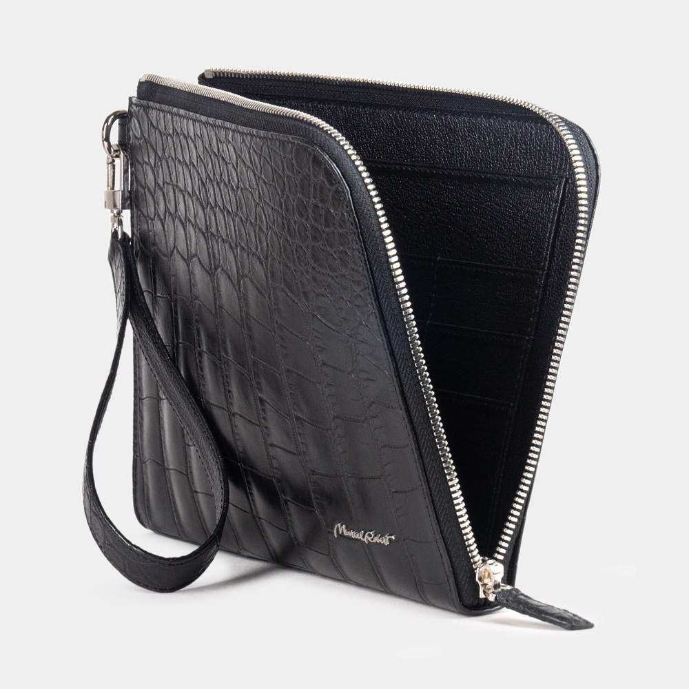 Сумка мужская Hector из кожи аллигатора, черного цвета