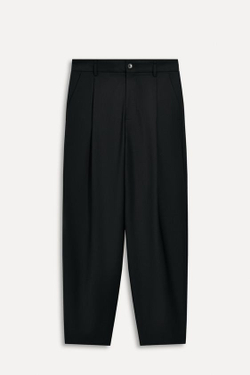 ZARA БРЮКИ ИЗ СМЕСОВОЙ ШЕРСТИ С ЗАЩИПАМИ — 50TH ANNIVERSARY, ЧЕРНЫЙ