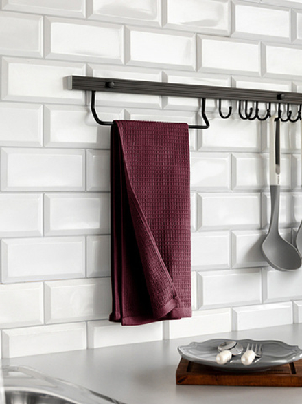 Полотенце кухонное DeNASTIA вафля/махра 470gsm 35x75 100% Хлопок винный