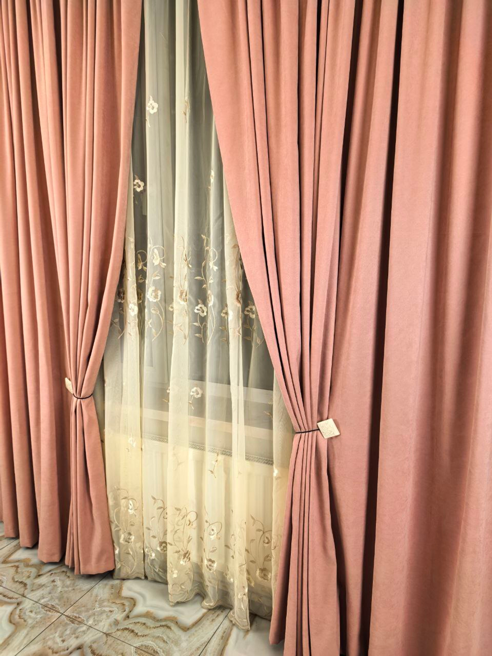 Комплект штор BlessLight Портьеры Канвас 240х100 1 шт. Розовая пудра