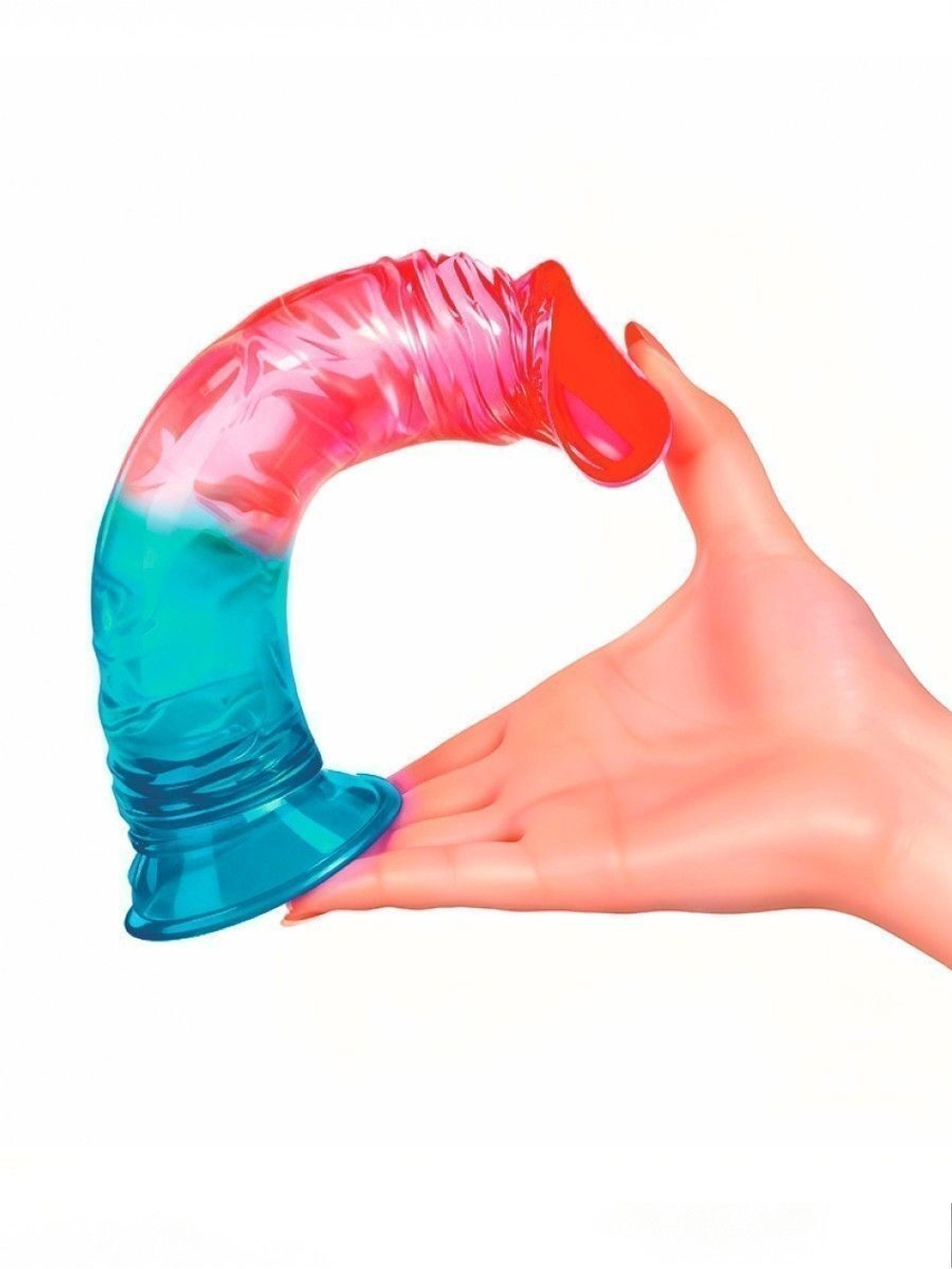 Яркий двухцветный фаллоимитатор с присоской (Цвет: разноцветный)