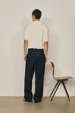 Massimo Dutti Льняные брюки с вытачками - Limited Edition, темно-синий