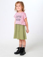 Платье (футболка+сарафан) р.104 зел+роз (UMKA), 1 шт.