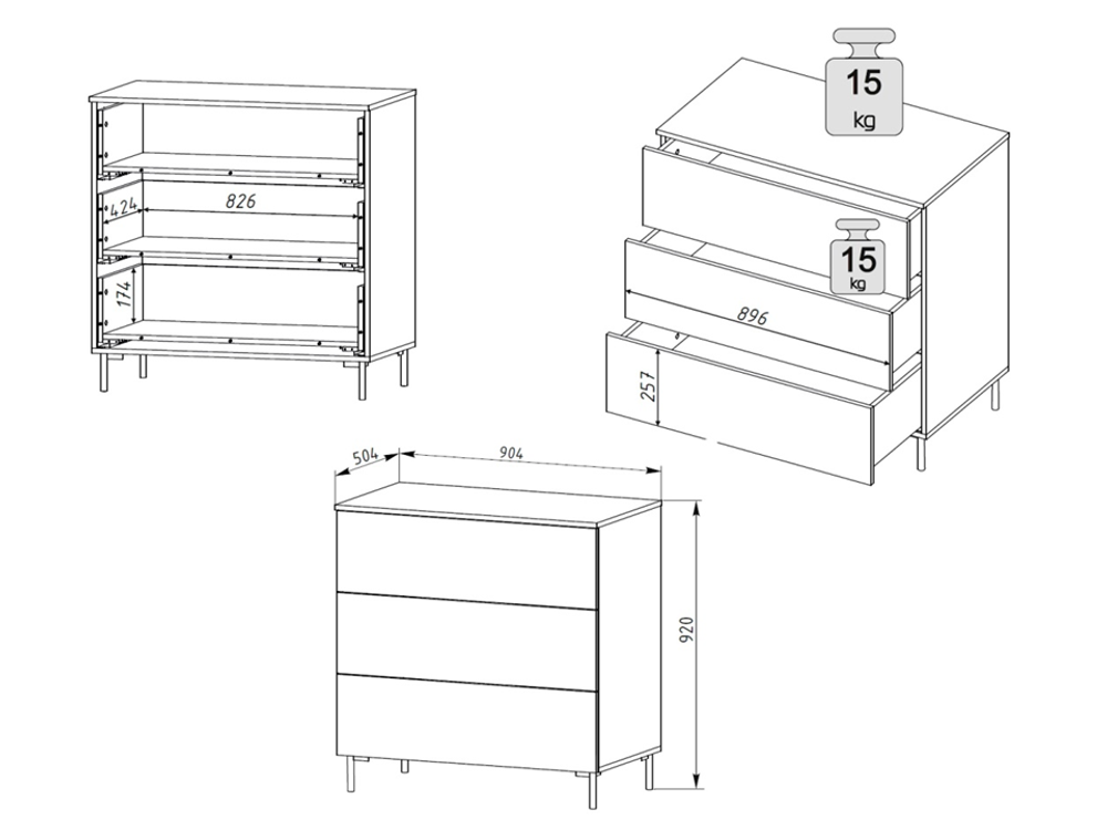 МС Роза Комод 900 Орех Франклин/Тренто Белый софт, ДСВ Мебель