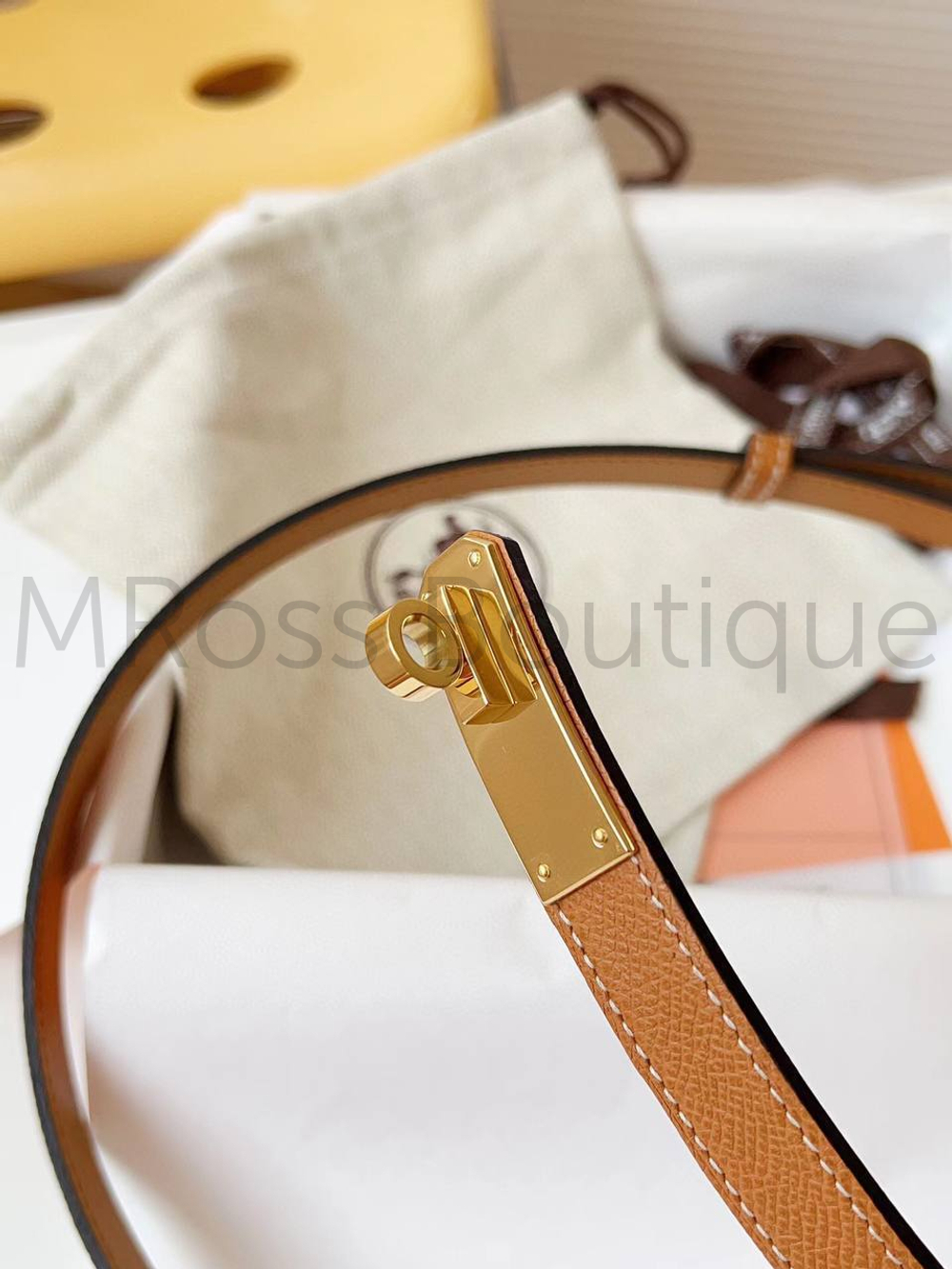 Женский ремень Hermes Kelly коричневого цвета