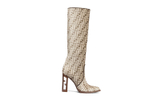 FENDI Cut Knee High Boots 11cm Women"s Greige