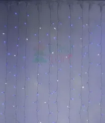 Светодиодный занавес с белым бликующим диодом 2*3 м, 220V., 600 синих LED ламп, прозрачный ПВХ, Beauty Led (PCL600BLW-10-2B)