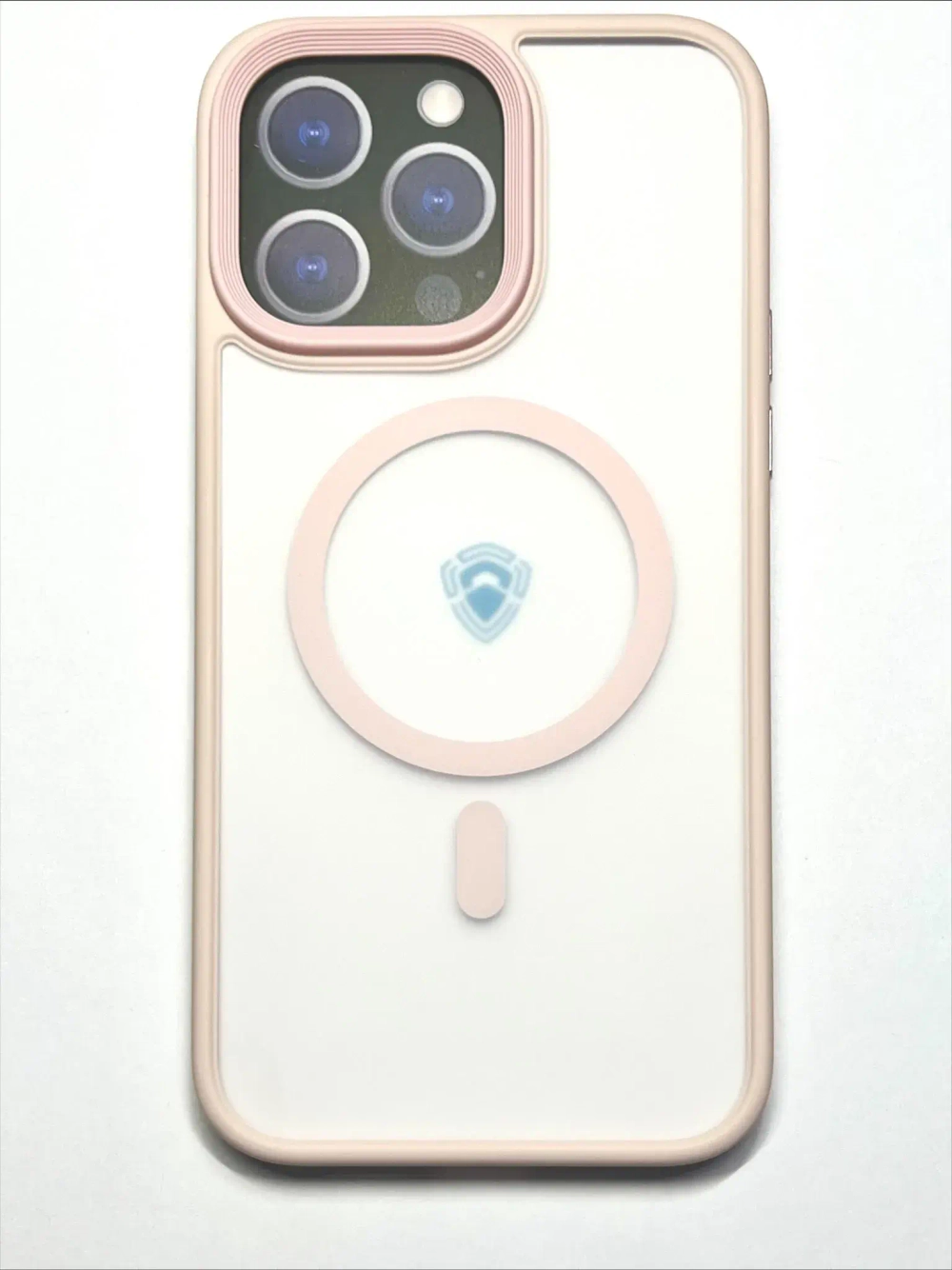 Чехол-накладка Dfansdesign Magsafe Case для Apple iPhone 14 Pro пластиковый прозрачно-белый (розовая рамка)