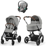 Коляска Cybex Balios S Lux SLV complete Aton S2 Lava Grey Base One 4 в 1 Stone Grey с дождевиками