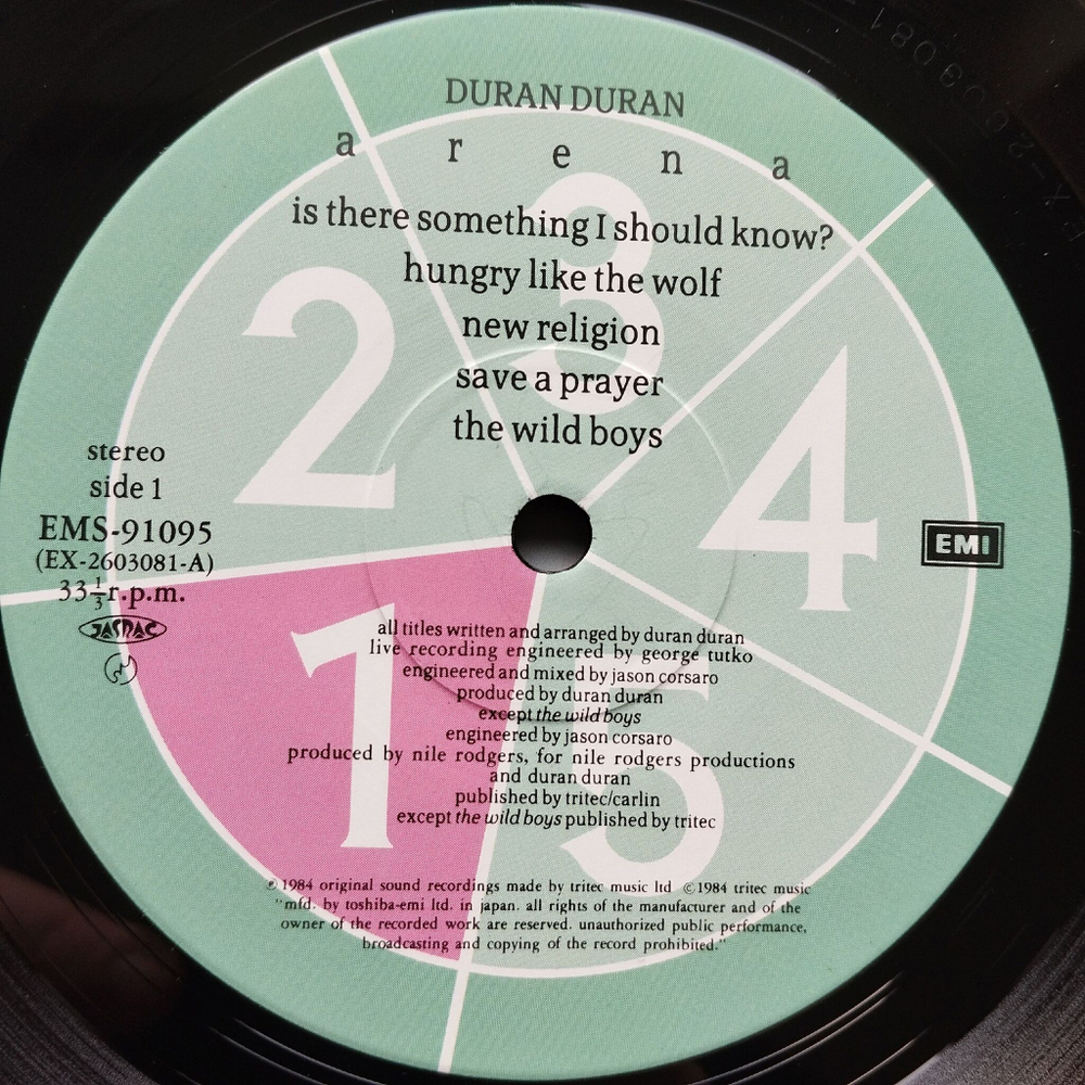 Винтажная виниловая пластинка LP Duran Duran Arena (Japan 1984) (Obi) New Religion