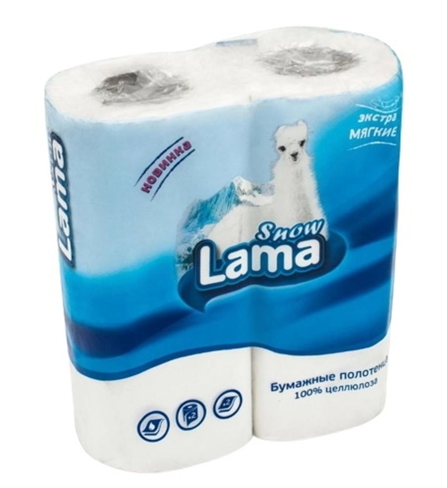 Бумажные полотенца &quot;Snow Lama&quot; 2 слоя 2 рулона - купить с доставкой по Москве и области