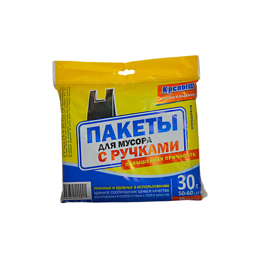 Мешки д/мусора 30 л 30 шт с ручк Крепыш/50