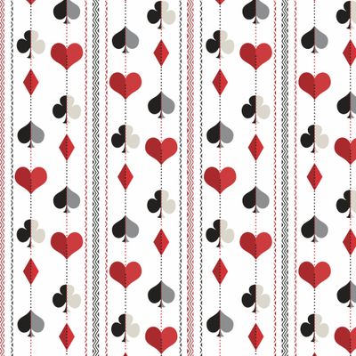 Символы игральных карт на белом фоне в полоску.