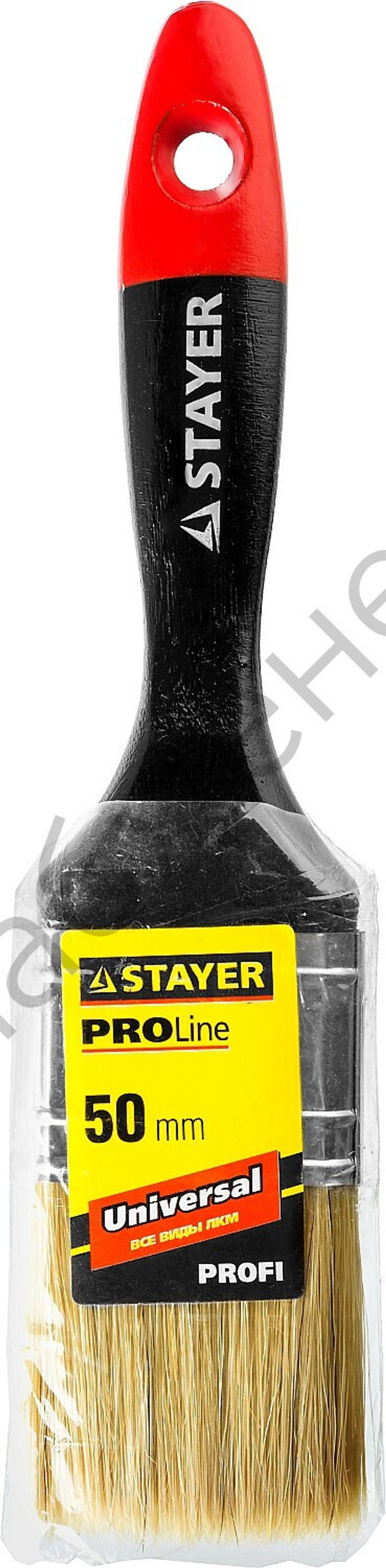 STAYER Universal 50 мм, 2″ светлая натуральная щетина, деревянная ручка, Плоская кисть, PROFESSIONAL (0104-050)