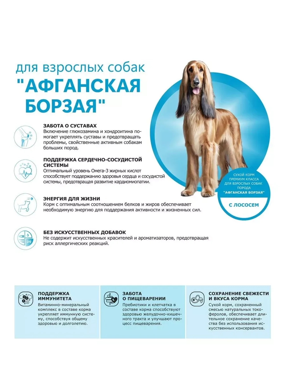 Сухой корм для собак породы Афганская борзая, лосось, 12 кг