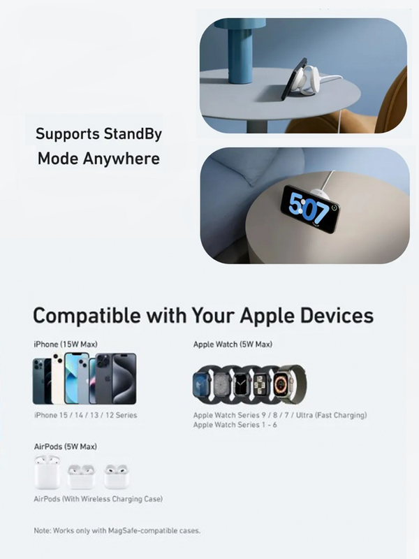 Беспроводное зарядное устройство Anker A25M8 3 in 1 Черный (Black)