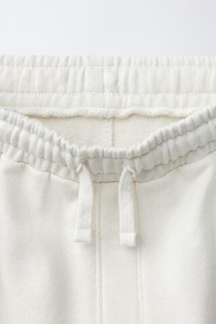 ZARA БРЮКИ WIDE LEG JOGGING ИЗ МЯГКОЙ ТКАНИ, ЭКРЮ