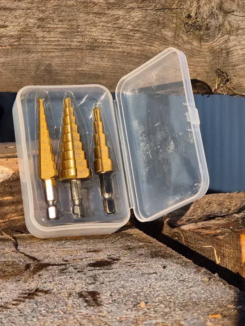 Набор ступенчато конусных сверл по металлу и дереву с титановым покрытием 3шт (3-12 мм, 4-12мм, 4-20мм) / Сверло ступенчатое набор 3 в 1