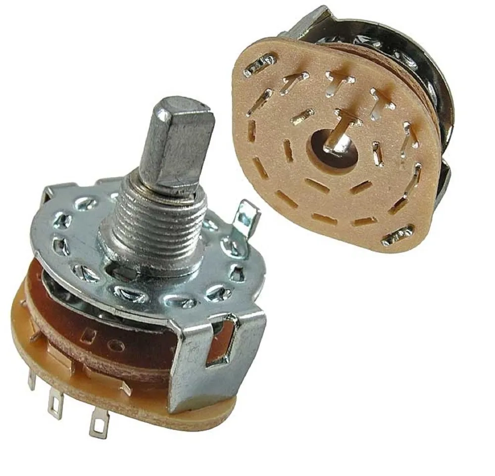 Переключатель галетный SR25-1-1-6 (6 положений, 1 направление) (31х25мм) 125V/1A