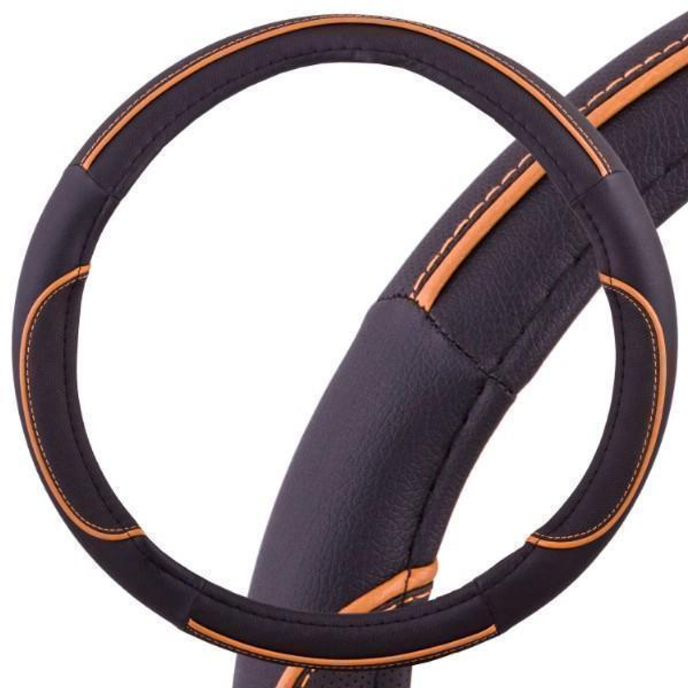 Оплетка руля M Skyway Eco Combo 5 экокожа черно-оранжевая