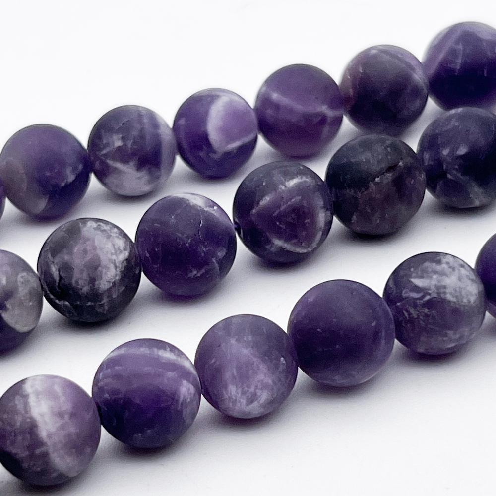 Аметист матовый бусины, диаметр 9,9-10,2 мм, цена за 18-19 шт (1/2 нити)