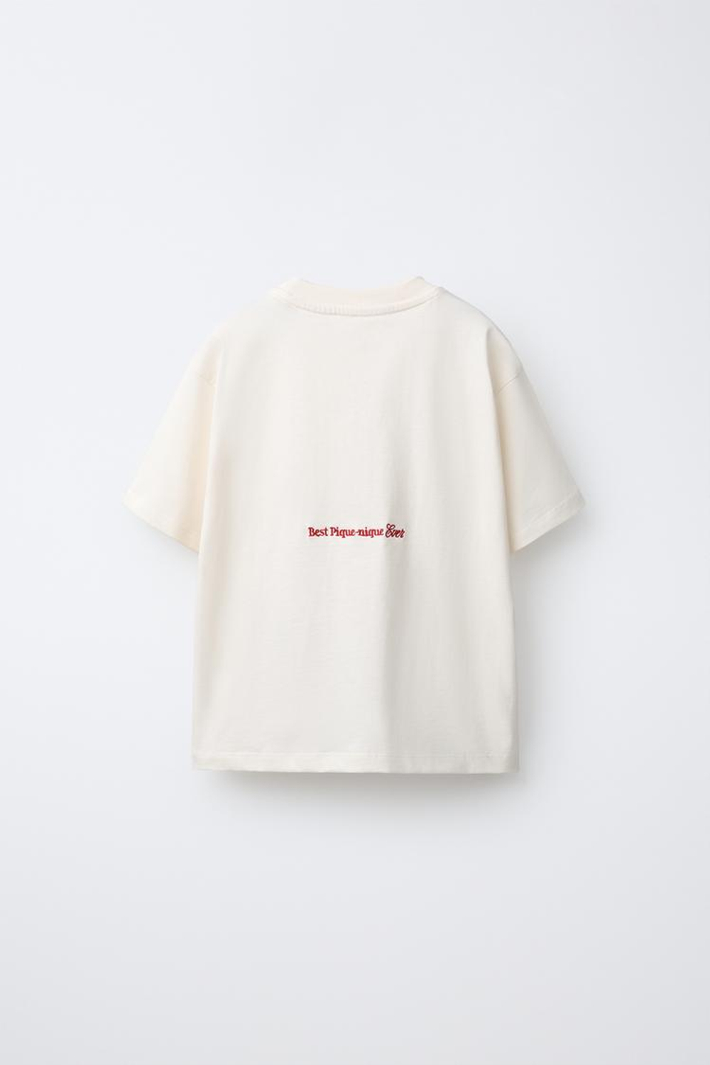 ZARA ФУТБОЛКА С ВЫШИВКОЙ И НАДПИСЬЮ, ЭКРЮ