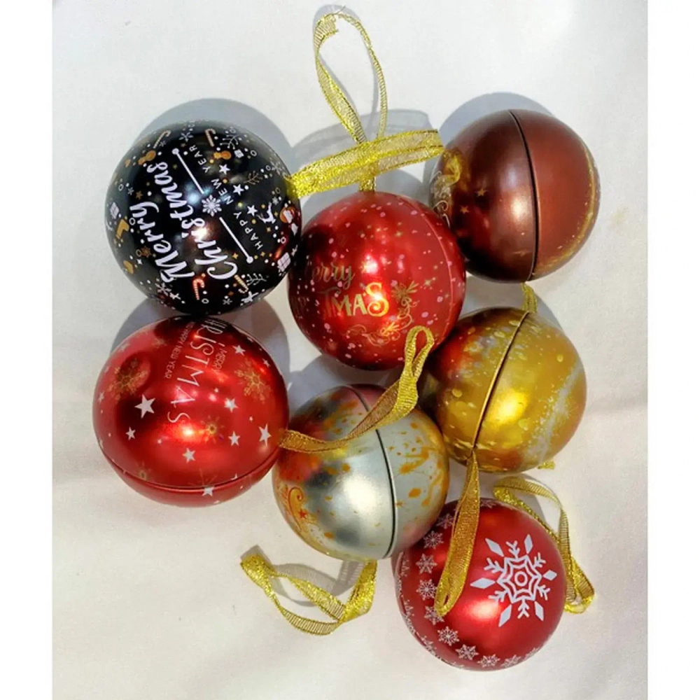 Банка жестяная «Новогодние шары» 6,5см, микс