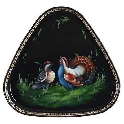 Жостовский поднос декоративный, размер 29х29 см (A8), металлический