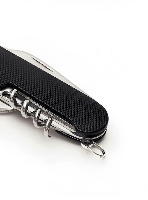 Мультитул 6в1 походный приборы: нож, вилка, ложка, открывашка Черный